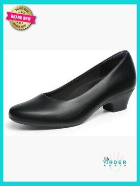Chunky Block Heel Pumps Slip On Work Shoes Comfortable Low Heel Wedding